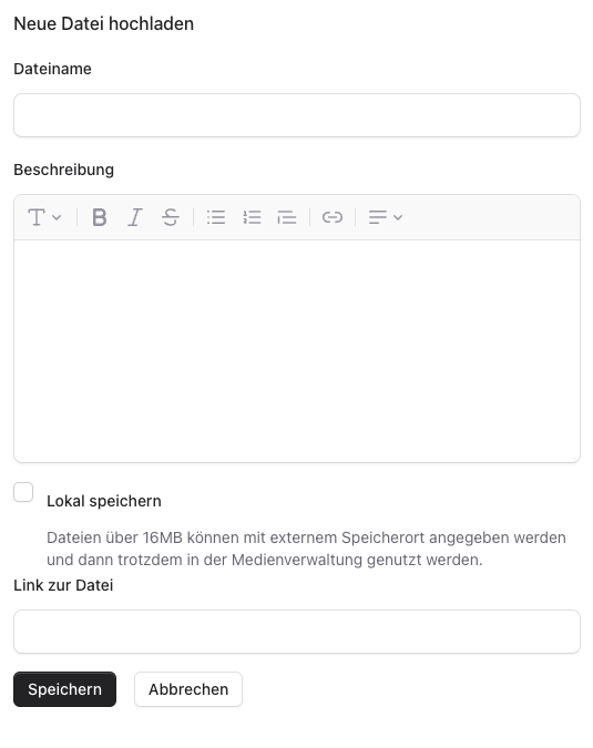Datei hochladen Screenshot