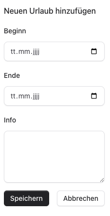 Urlaub eintragen Screenshot